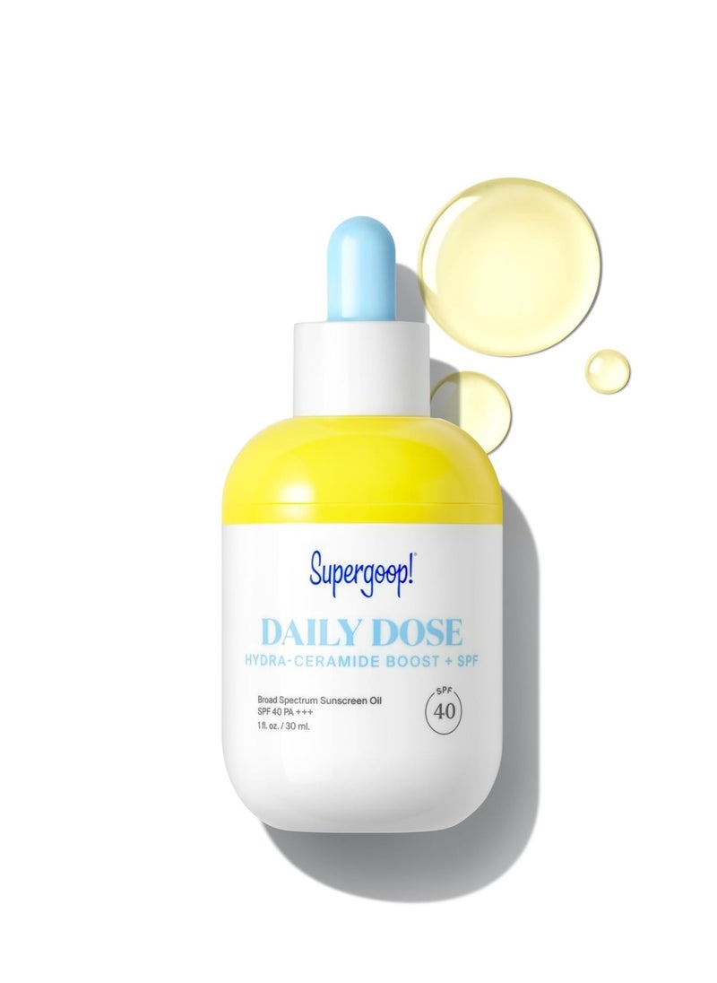 Supergoop! Daily Dose Hydra-Ceramide Boost + SPF 40 Oil PA+++, 1 fl oz - Broad Spectrum Sunscreen Serum - Helps Replenish, Hydrate & Protect Skin - For All Skin Types