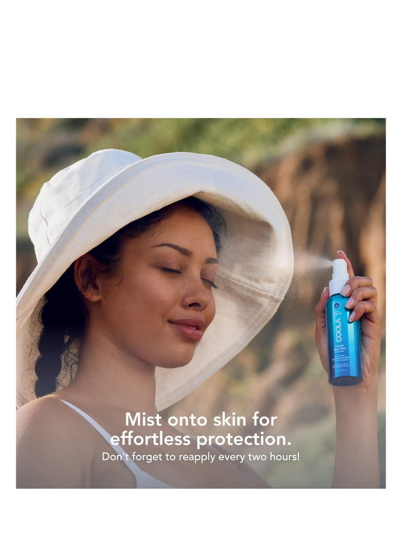 COOLA Organic Sunscreen SPF 50 Sunblock Face Mist, Dermatologist Tested Skin Care for Daily Protection, Vegan and Gluten Free, Natural Fragrance, 3.4 Fl Oz