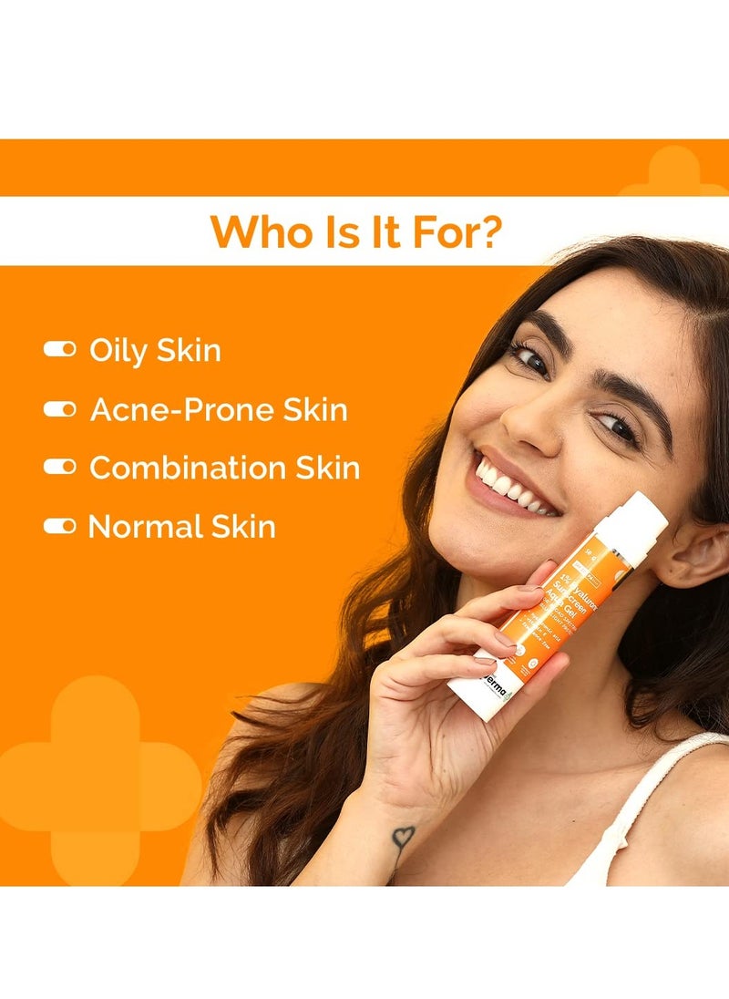 1% Hyaluronic Sunscreen Aqua Gel with SPF 50 & PA++++ | Broad Spectrum UVA/B & Blue Light Protection | Lightweight & Quick Absorbing with Vitamin E | 1.76 Oz/50g