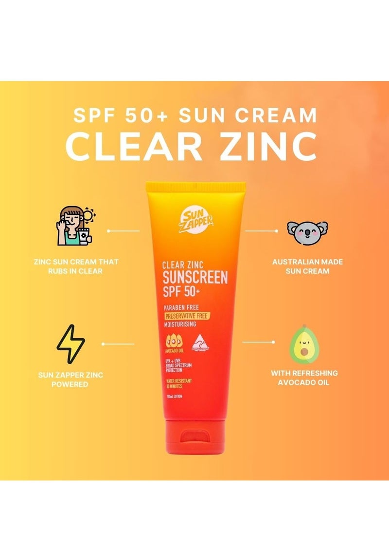 Sun Zapper Clear Zinc Sunscreen SPF 50+ 3.4 oz (100mL)