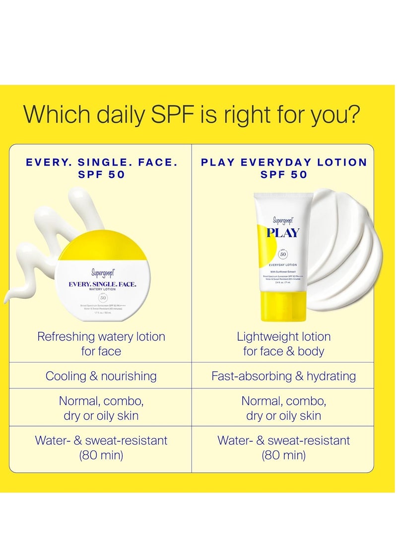 Supergoop! Every. Single. Face. Watery Lotion - 1.7 fl oz - Broad Spectrum SPF 50 PA++++ Sunscreen Lotion - Water & Sweat Resistant - All Skin Types