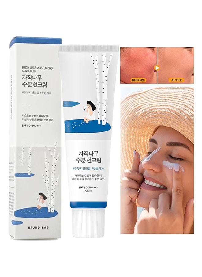 Birch Juice Moisturizing Sunscreen, Strong UV Protection, Refreshing Moisturizing Protective Cream, SPF50++++ Whiening Isolation Cream 50ML