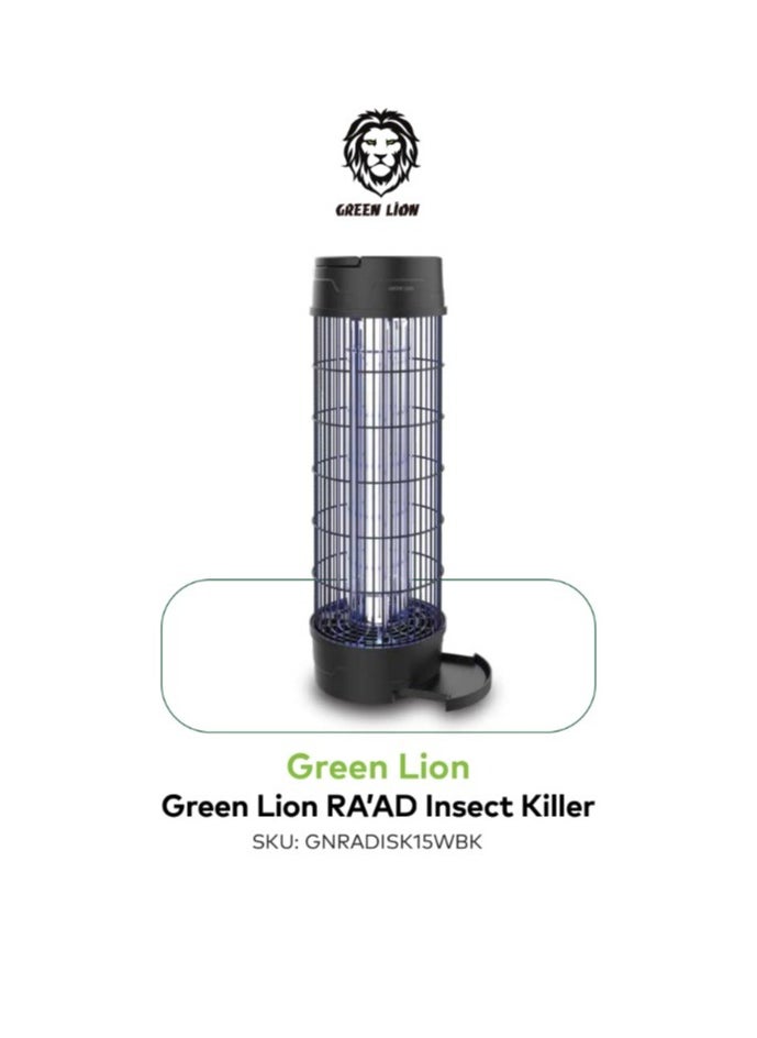 Raad Insect Killer 15W / Durable ABS plastic construction / Removable collection tray for easy and hygienic disposal / Lightweight and Portable - Black