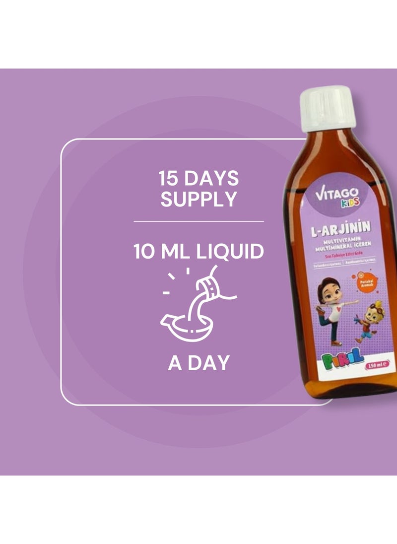 Kids L-Arginine Growth Syrup to Increase Height and Multivitamin for Girls - 150ml