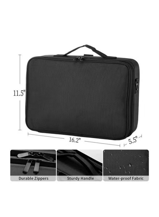 Professional storage partition cosmetic box, travel cosmetic bag waterproof, a variety of cosmetic tool storage bag black