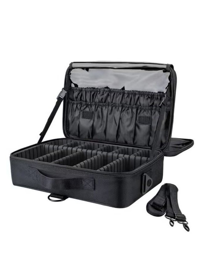 Professional storage partition cosmetic box, travel cosmetic bag waterproof, a variety of cosmetic tool storage bag black