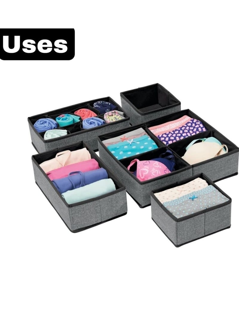 Wardrobe Clothes Organizers and Storage - 6PCS Cloth Organizer with 6 Grids- Cloth Storage Organizer Boxes- 35L Fabric Bedroom Closet Organizer- Organizer Box Storage