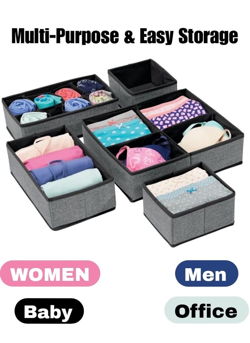 Wardrobe Clothes Organizers and Storage - 6PCS Cloth Organizer with 6 Grids- Cloth Storage Organizer Boxes- 35L Fabric Bedroom Closet Organizer- Organizer Box Storage