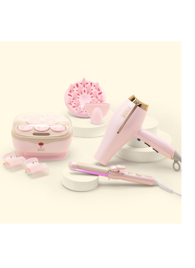 Wicked Glinda Hot Roller Set by Conair - Hot Rollers for Long, Medium, and All Hair - Hair Curler - Hair Roller Clips Included - 1 1/2-inch Rollers