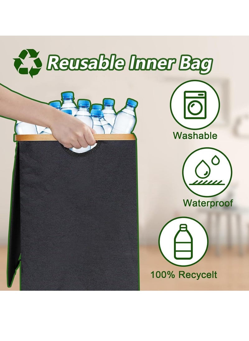 DECORHILLS Removable Recycling Bin for Kitchen, Separate Recycling Waste Bin with Reusable Inner Bag for Home, Office Large Capacity 100L Recycle Bin with Lid Reusable Inner Bag Bottle Waste Plastic