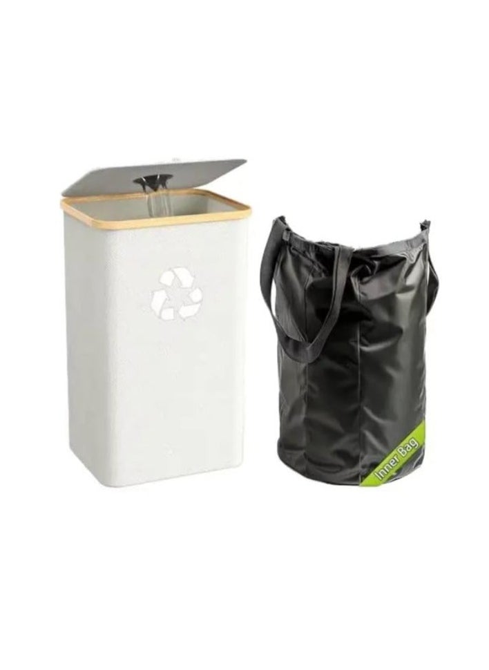 DECORHILLS Removable Recycling Bin for Kitchen, Separate Recycling Waste Bin with Reusable Inner Bag for Home, Office Large Capacity 100L Recycle Bin with Lid Reusable Inner Bag Bottle Waste Plastic