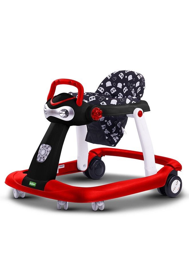 2 In 1 Twist Pro Baby Walker Round Kids Walker For Baby With 3 Adjustable Height Removable Seat Led Light And Musical Toy Bar Baby Push Walker For Baby Boys Girls 6 To 24 Months Red