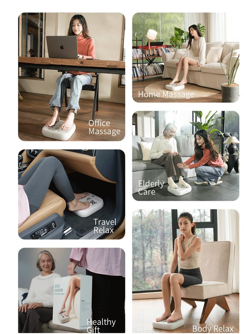 Foot Massager /Cordless and Portable / Six Massage Rollers / Simple Control with One Foot / Improve Blood Circulation in Legs / Office / Car / Home Portable Electric Foot Massager - White