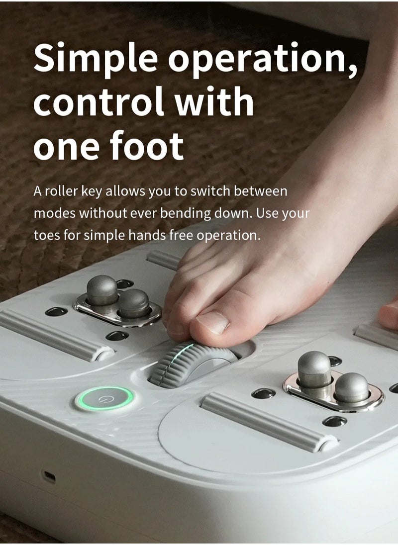 Foot Massager /Cordless and Portable / Six Massage Rollers / Simple Control with One Foot / Improve Blood Circulation in Legs / Office / Car / Home Portable Electric Foot Massager - White
