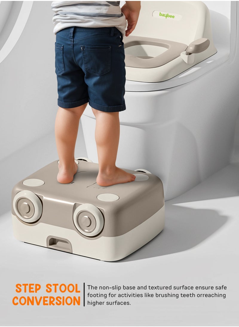 Baybee 3 in 1 Convertible Baby Potty Training Seat for Kids | Potty Toilet Seat Chair for Kids with Led Light, Handle, PU Cushion & Closing Lid | Baby Potty Seat for Toddlers Kids 1-5 Years Brown