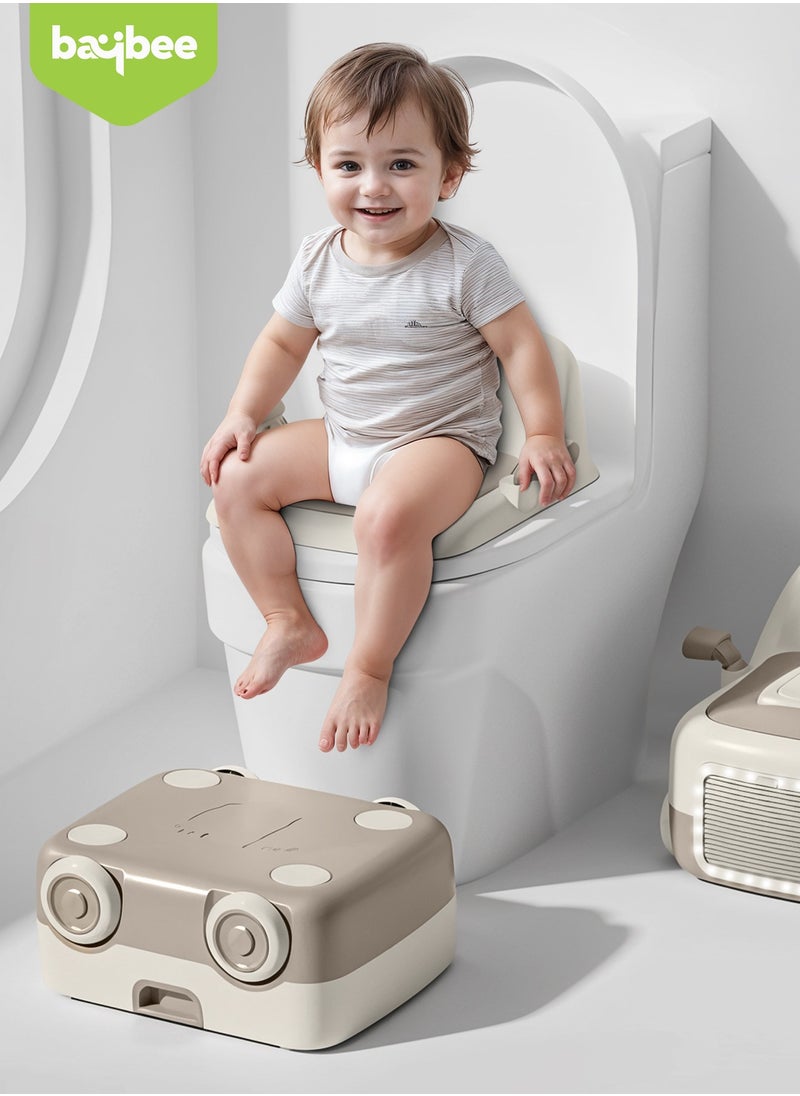 Baybee 3 in 1 Convertible Baby Potty Training Seat for Kids | Potty Toilet Seat Chair for Kids with Led Light, Handle, PU Cushion & Closing Lid | Baby Potty Seat for Toddlers Kids 1-5 Years Brown