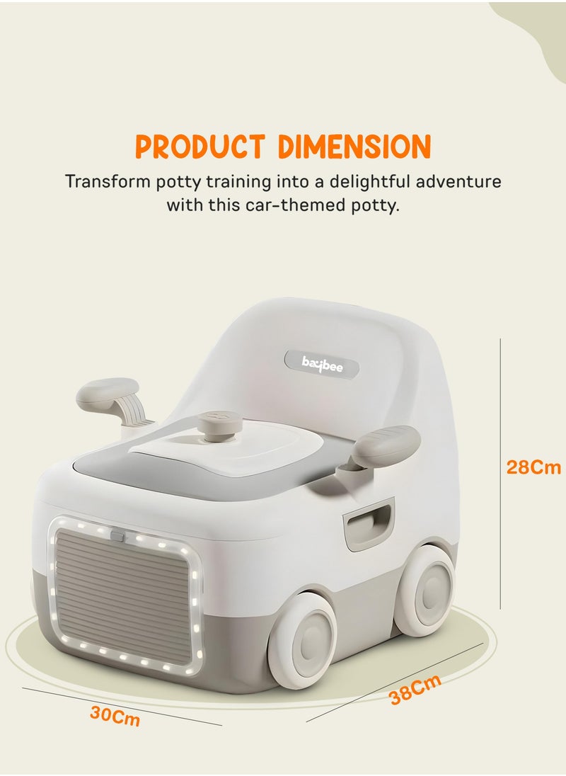 Baybee 3 in 1 Convertible Baby Potty Training Seat for Kids | Potty Toilet Seat Chair for Kids with Led Light, Handle, PU Cushion & Closing Lid | Baby Potty Seat for Toddlers Kids 1-5 Years Brown