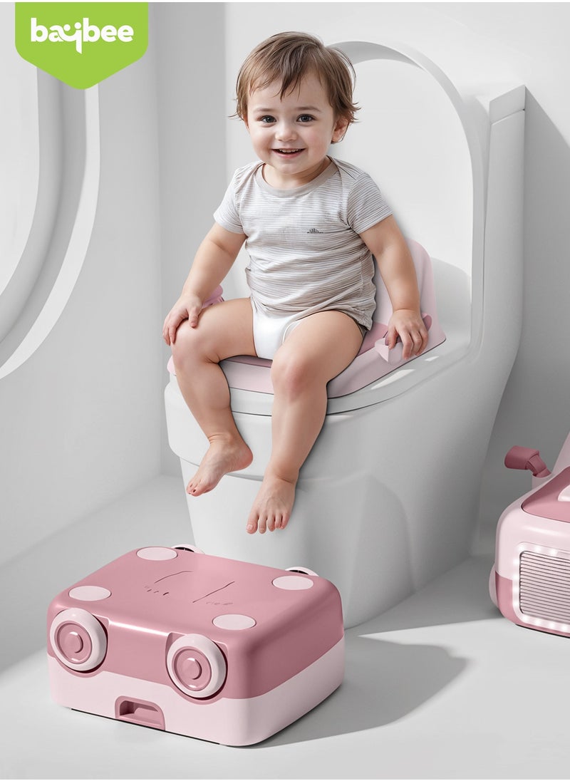 Baybee 3 in 1 Convertible Baby Potty Training Seat for Kids | Potty Toilet Seat Chair for Kids with Led Light, Handle, PU Cushion & Closing Lid | Baby Potty Seat for Toddlers Kids 1-5 Years Pink