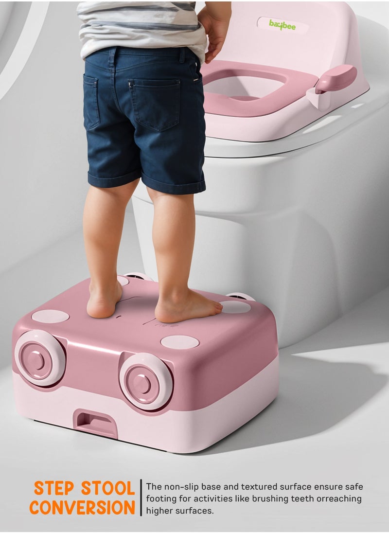 Baybee 3 in 1 Convertible Baby Potty Training Seat for Kids | Potty Toilet Seat Chair for Kids with Led Light, Handle, PU Cushion & Closing Lid | Baby Potty Seat for Toddlers Kids 1-5 Years Pink