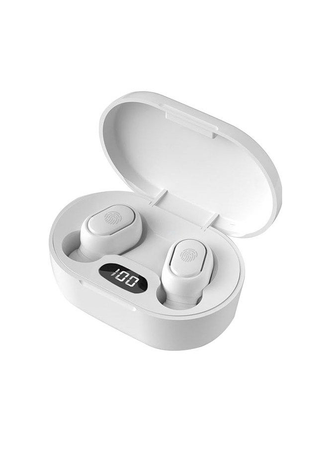 True Wireless Stereo- 100 Wireless In-Ear Earbuds with Stereo Sound BT 5.1 Earphones with LED-Digital Display Touch-Control White