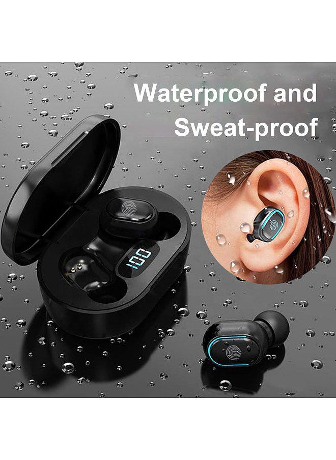 True Wireless Stereo- 100 Wireless In-Ear Earbuds with Stereo Sound BT 5.1 Earphones with LED-Digital Display Touch-Control White