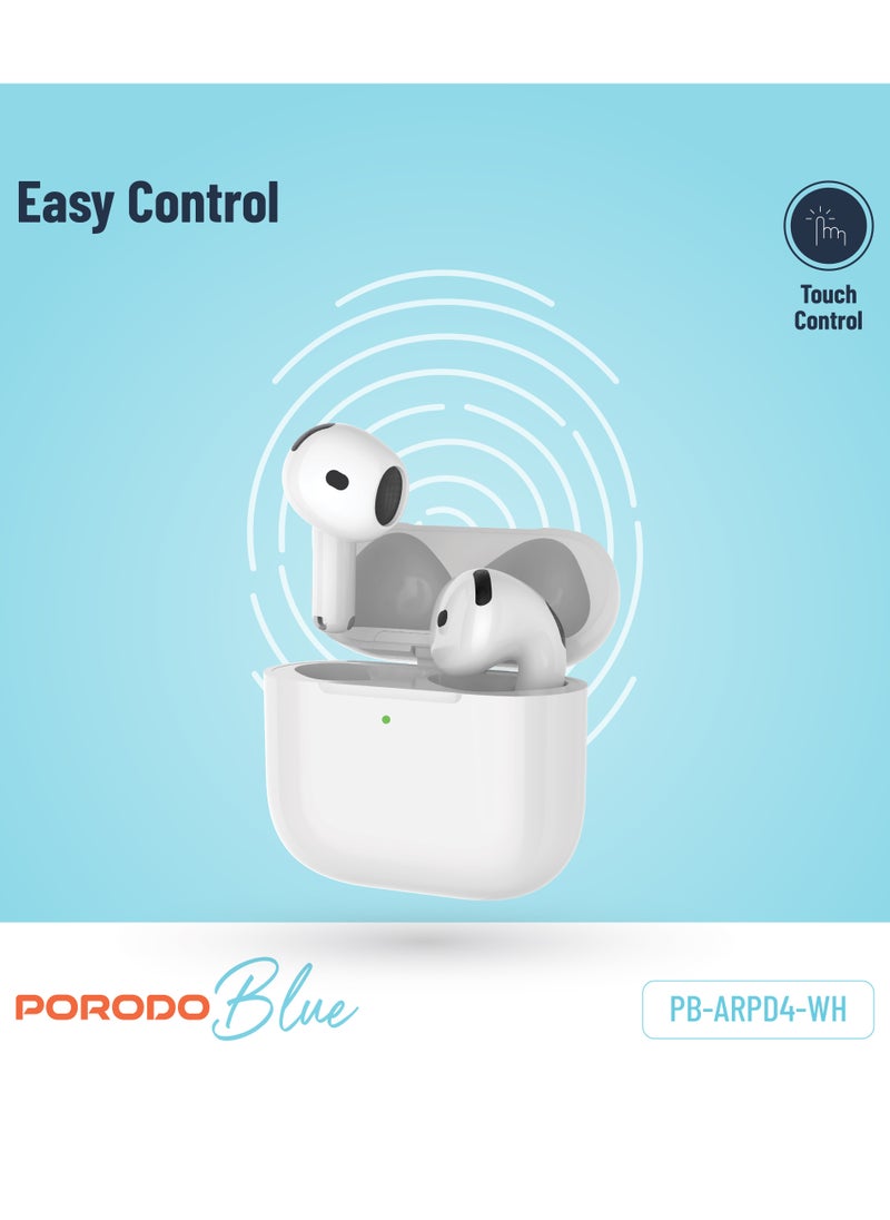 Earbuds 4 with ENC / Touch Control /Independent Earbuds/ Deep Bass / Music / Crystal-Clear Calls / Volume Touch Control - White