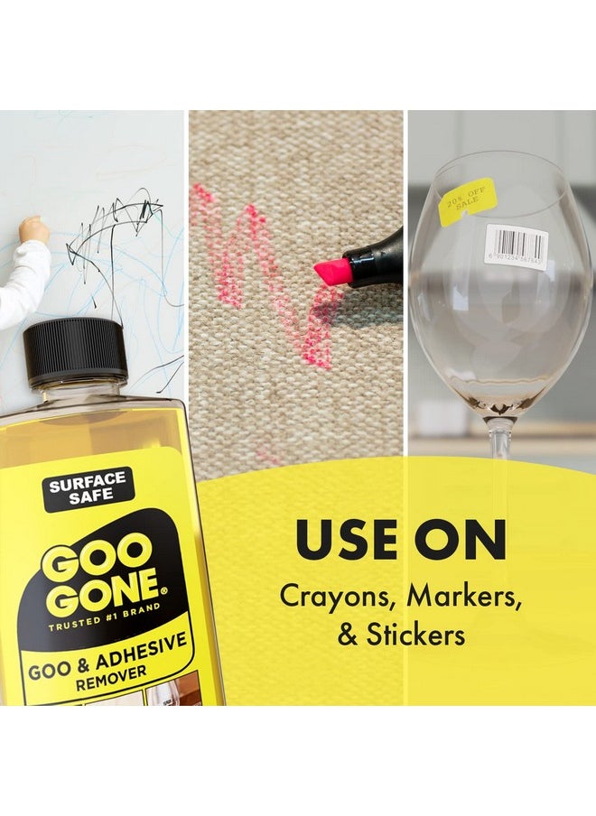 Goo Gone Original Liquid - 8 Ounce - Surface Safe Adhesive Remover Safely Removes Stickers Labels Decals Residue Tape Chewing Gum Grease Tar Crayon Glue