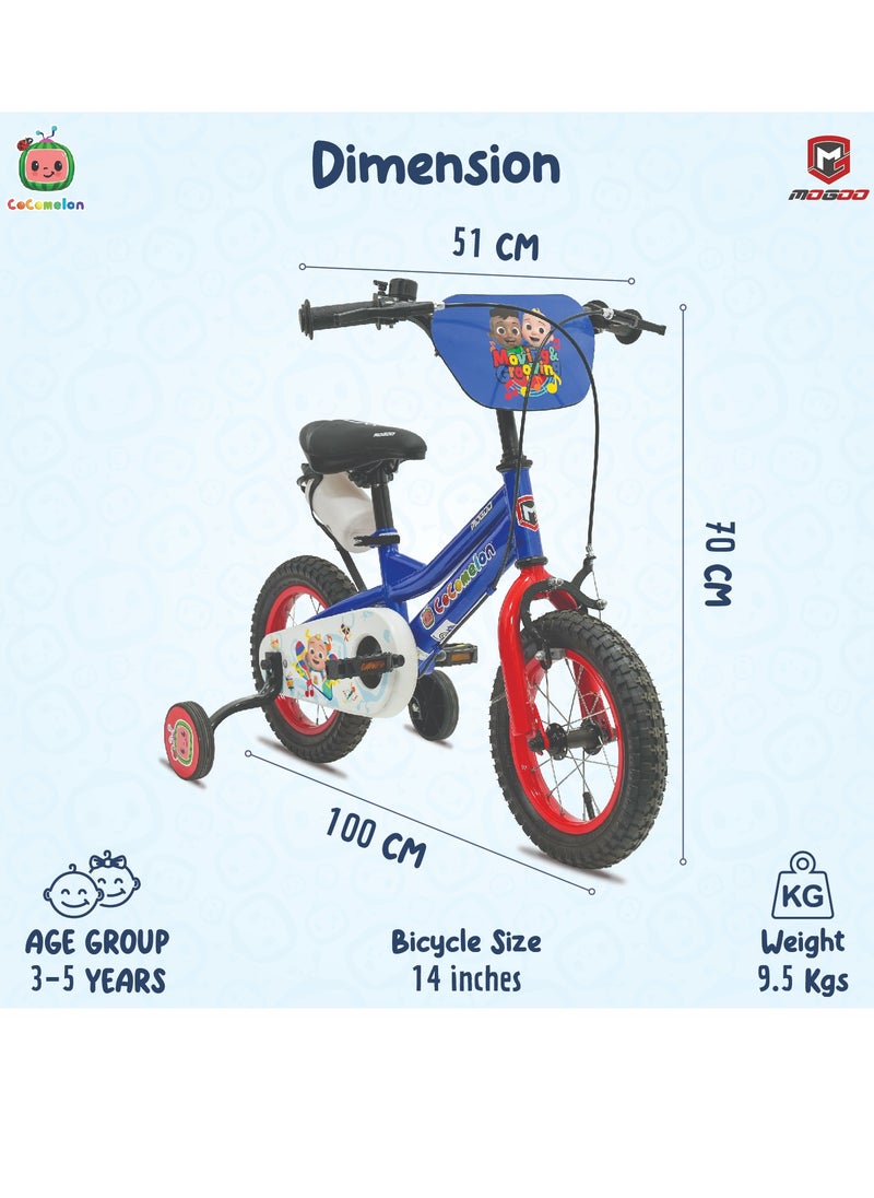 Mogoo - Cocomelon Beats Kids Bike - 14 Inch - Blue