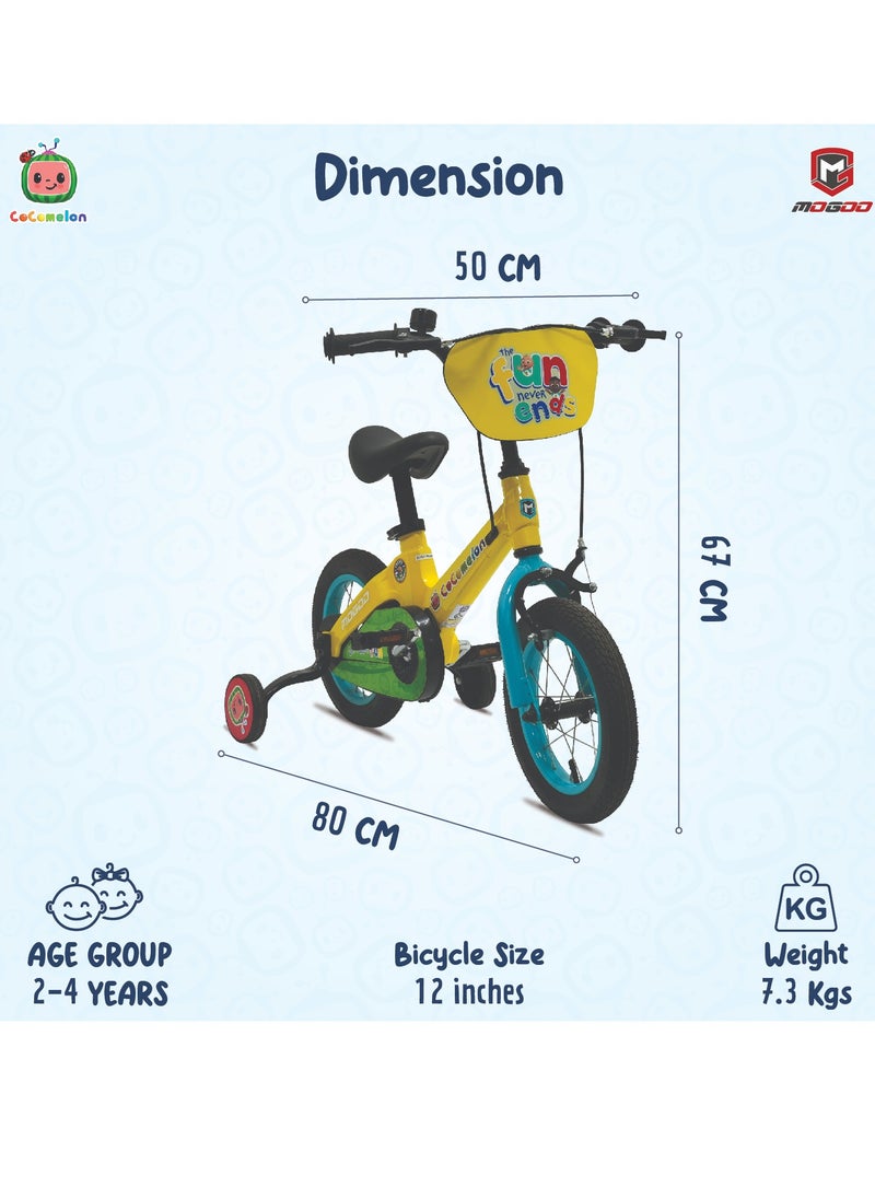 Mogoo - Cocomelon Play Kids Magnesium Bike - 12 Inch - Yellow