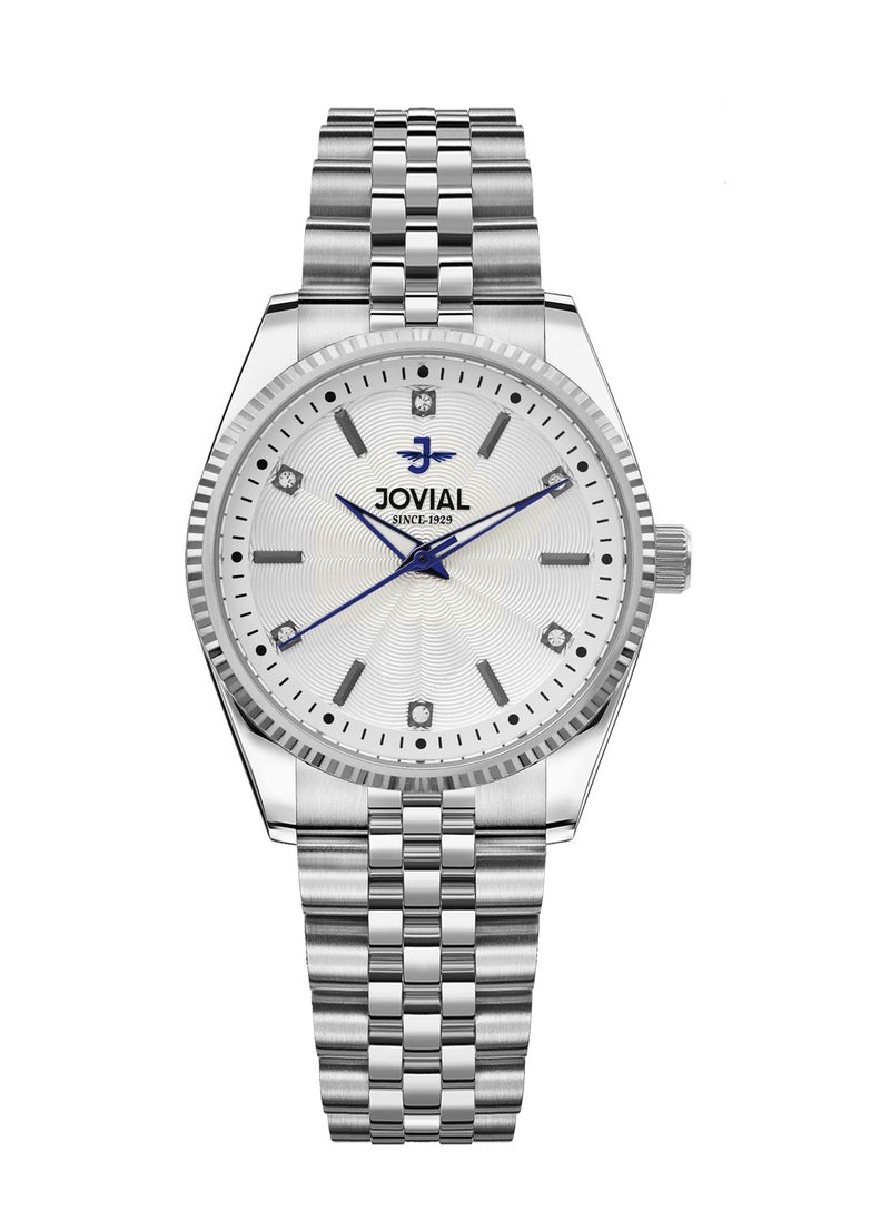 JOVIAL 5051LSMQ01E  Women's Fashion Watch, Quartz, Metal Band Watch, 26mm, White