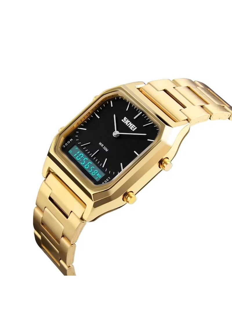 Unisex Casual Classic Square Face Vintage 3 ATM Water Resistant Stainless Steel Strap Watch - 1220