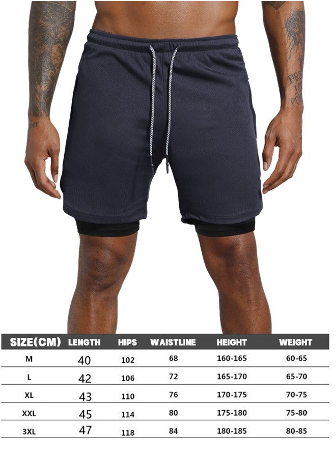 Mens Running Shorts，Quick Dry Workout Running Shorts for Men，2-in-1 Stealth Shorts，Gym Yoga Outdoor Sports Shorts with Pockets-XXL