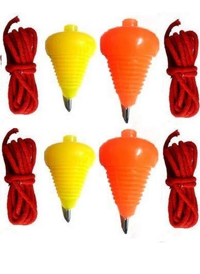 Amit Marketing Plastic Spinning Lattu I with Thread I Bhawra I Latto I Bambaram I Traditional Indian Game I Outdoor Games I Fun & Therapeutic I Toys for Kids & Adults I Pack of 4 Pcs ? Multicolor