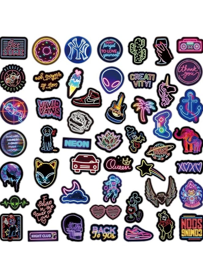 Neon Stickers, 100 PCS Cool Bumper Sticker, Vintage Pop Art Stickers, Personalised Vinyl Decals, PVC Waterproof For Kid, Teen, Adult, for Bottles, Guitar Skateboards, Suitcases, Cell Phones, Laptop