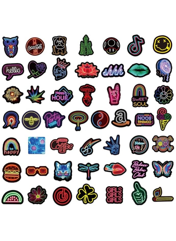 Neon Stickers, 100 PCS Cool Bumper Sticker, Vintage Pop Art Stickers, Personalised Vinyl Decals, PVC Waterproof For Kid, Teen, Adult, for Bottles, Guitar Skateboards, Suitcases, Cell Phones, Laptop