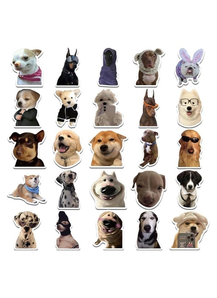 50Pcs Funny Dog Meme Stickers, Cute Puppy Decals, Waterproof Vinyl Pet Stickers Pack for Laptop, Water Bottle, Luggage, Skateboard, Car Bumper, Party Supplies Decor, Durable & Fade-Resistant