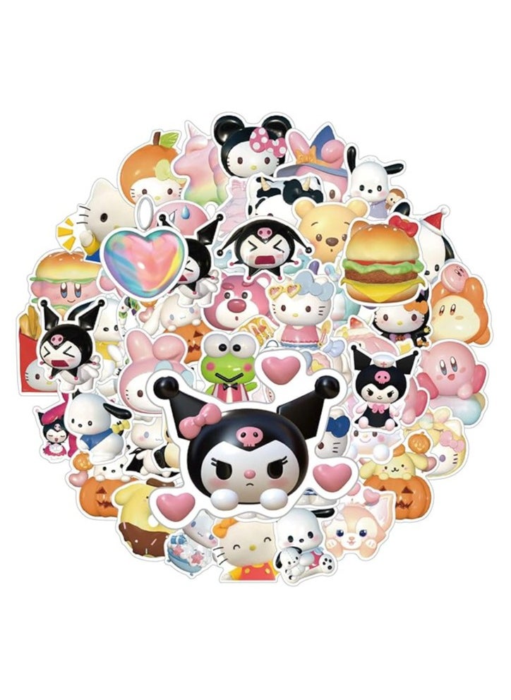 60 Pcs Cute Stickers for Kids, Vinyl Stickers for Water Bottles, Cartoon Stickers for Teens, Anime Stickers for Adults, Kawaii Stickers Pack Kuromi, Set Of 2