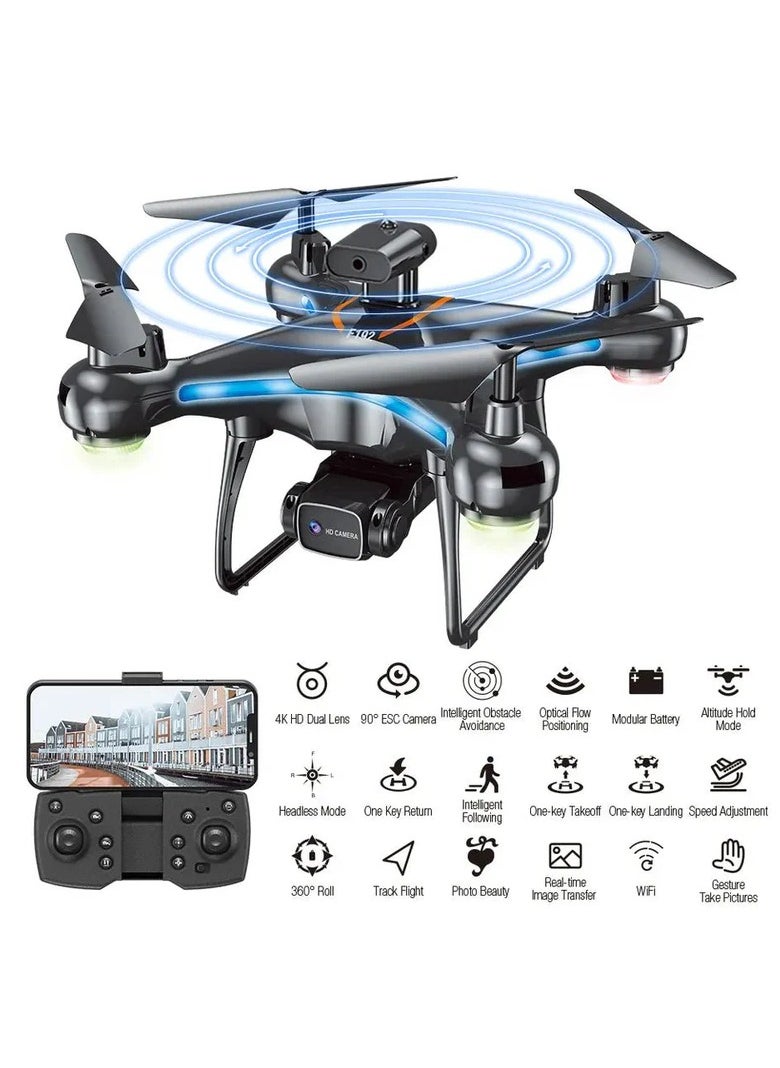 F192 Drone With HD Camera 90° Remote ESC Camera Multifunctional Mini Drone Optical Flow Positioning, Handless Mode, Altitude Mode, 306° Flip, WiFi, One Key Return, Obstacle Avoidance & LED Light