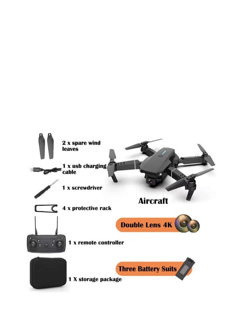 E88E525 Mini Drone with Dual Camera 4K HD WiFi FPV Remote Control Foldable, Black – Ultra-Portable Drone with High-Quality Aerial Shots, 360° Flip, Long Battery Life & Smart Features for Beginners and Professionals in UAE