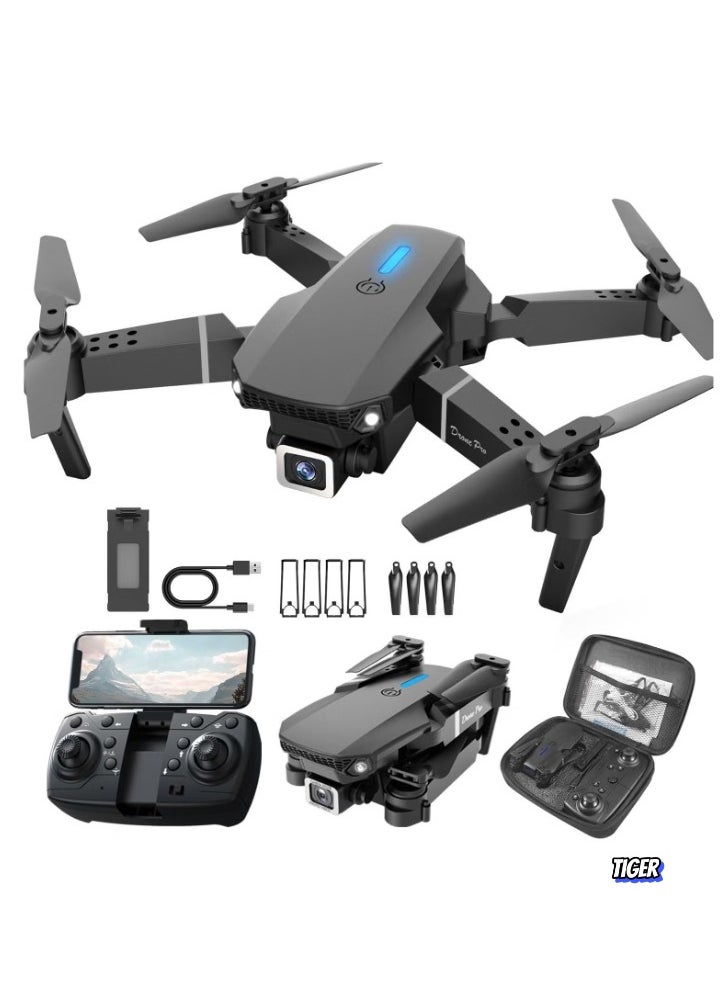 E88 4K HD Drone with Single Camera – Foldable Aerial Aircraft for Beginners, 2.4GHz Real-Time Transmission, 360° Roll, Long Battery Life, Headless Mode, Trajectory Flight & One-Key Return