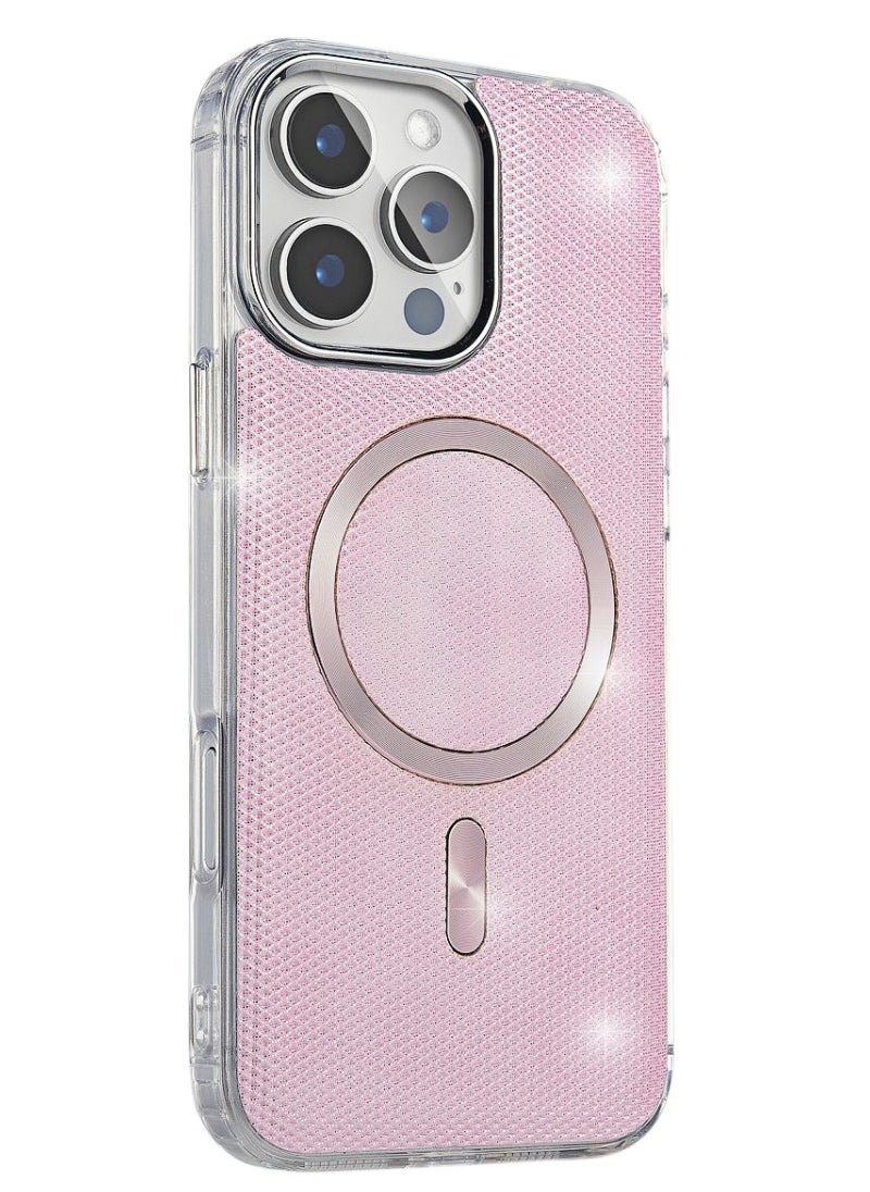 MagSafe Phone Case for iPhone 15 Pro Acrylic TPU Leather Pink