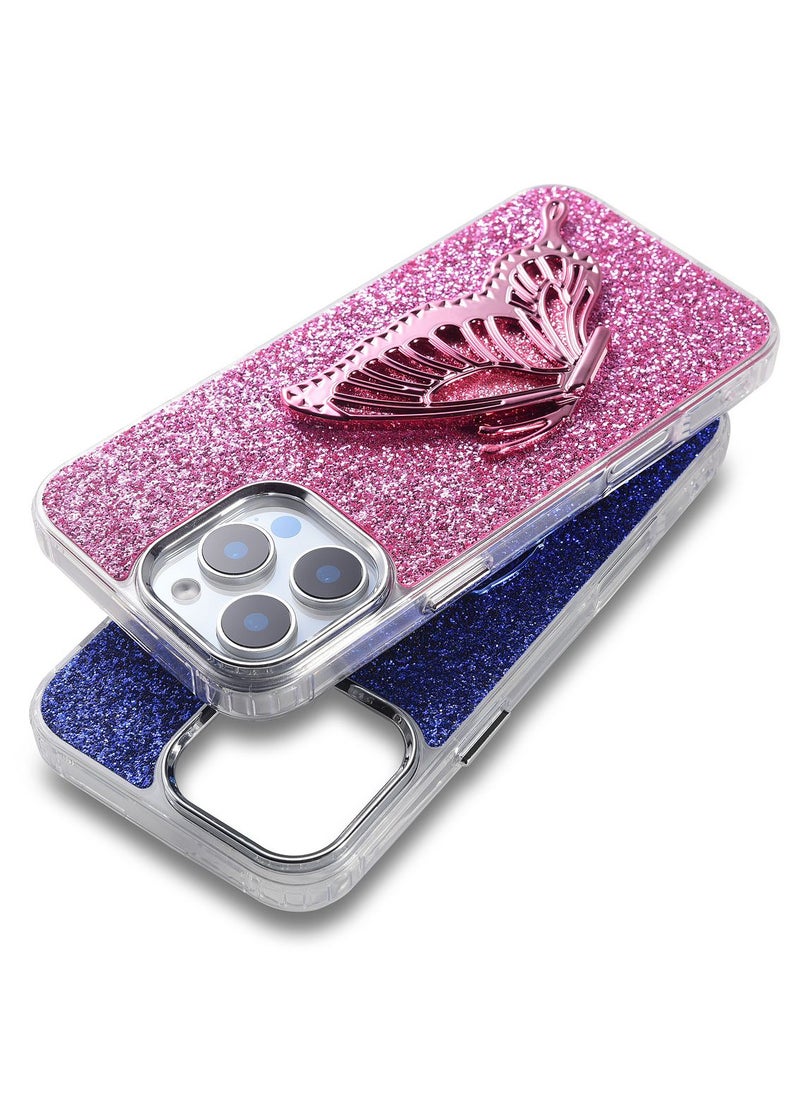 Butterfly Bucket Zora TPU Acrylic Leather Phone Case with Stand for iPhone 16 Pro Max Silver