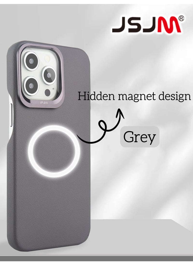 Magsafe Cover Case for iPhone 16 Pro Max Dino Full Side Leather Grey