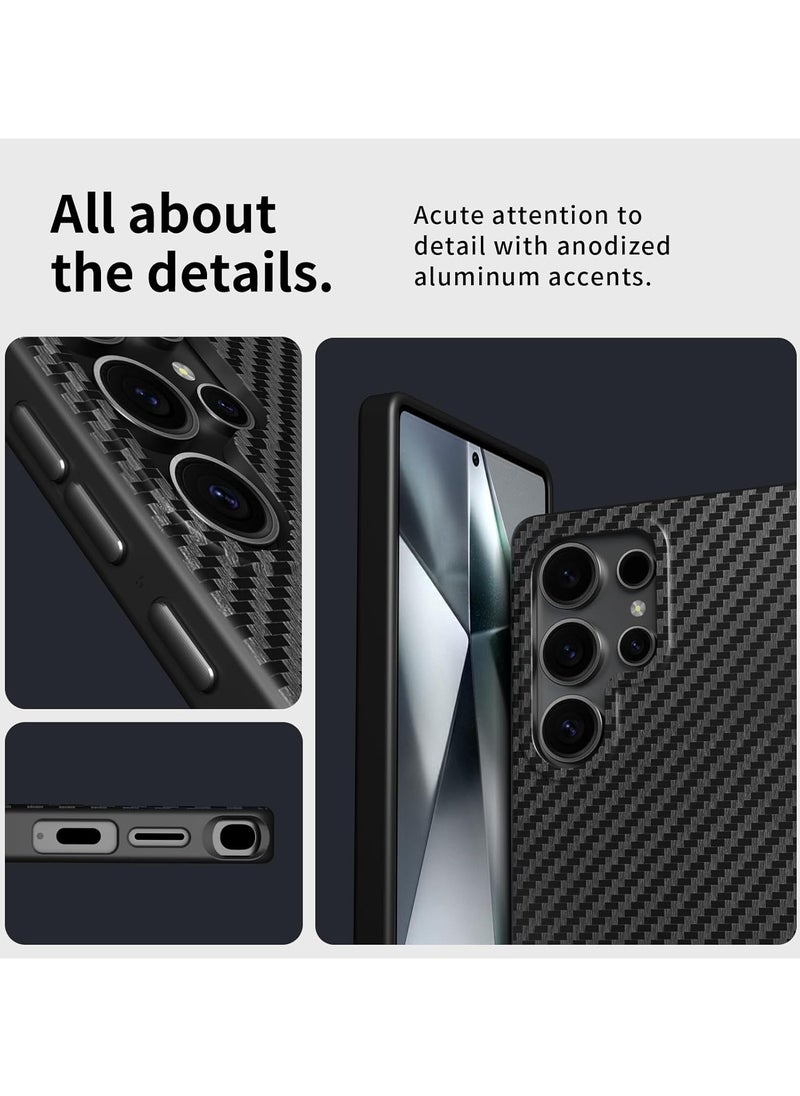 X-Level Magnetic Aramid Fiber Case for Samsung Galaxy S25 Ultra (2025), Slim & Lightweight Carbon Fiber Design, MagSafe-Compatible Durable Protective Cover, Black