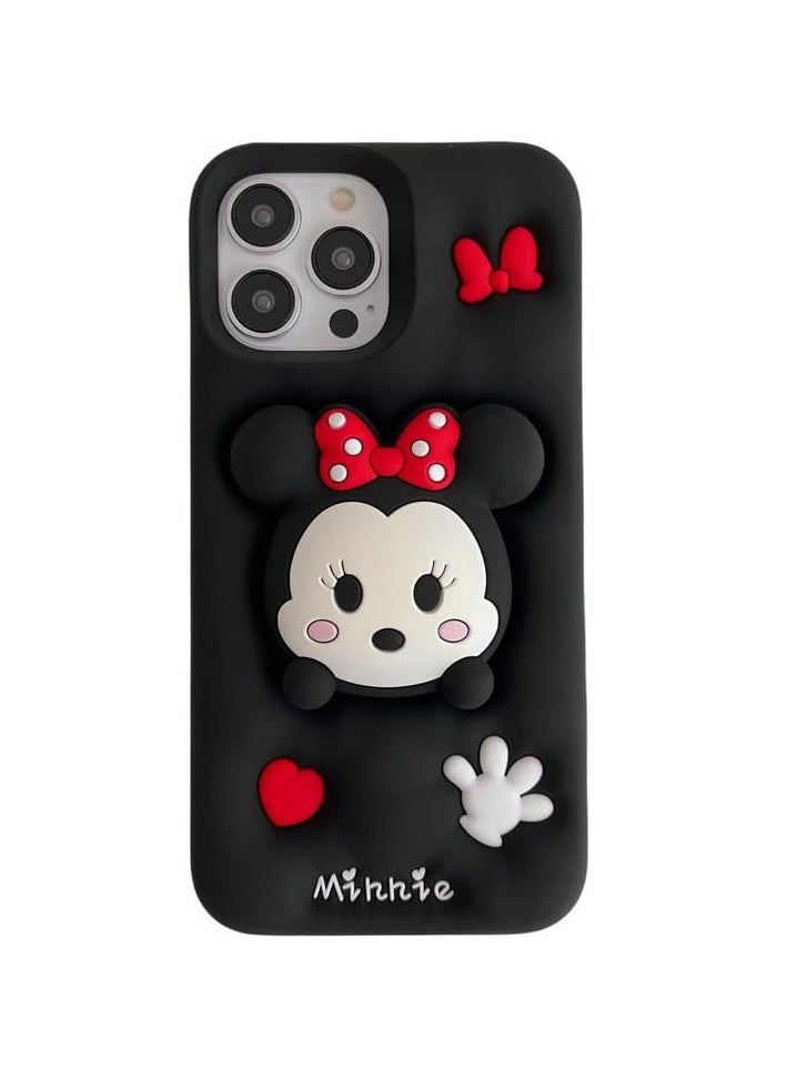 Cartoon Phone Case,Full Protective Telescopic Holder Minnie Mouse Back Case Beautiful Cute Soft Silicone Stylish Fashion Aesthetic Cover