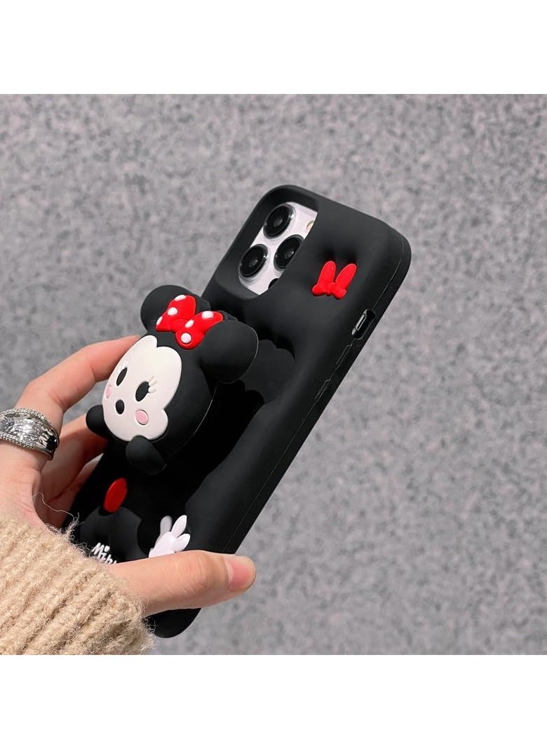 Cartoon Phone Case,Full Protective Telescopic Holder Minnie Mouse Back Case Beautiful Cute Soft Silicone Stylish Fashion Aesthetic Cover