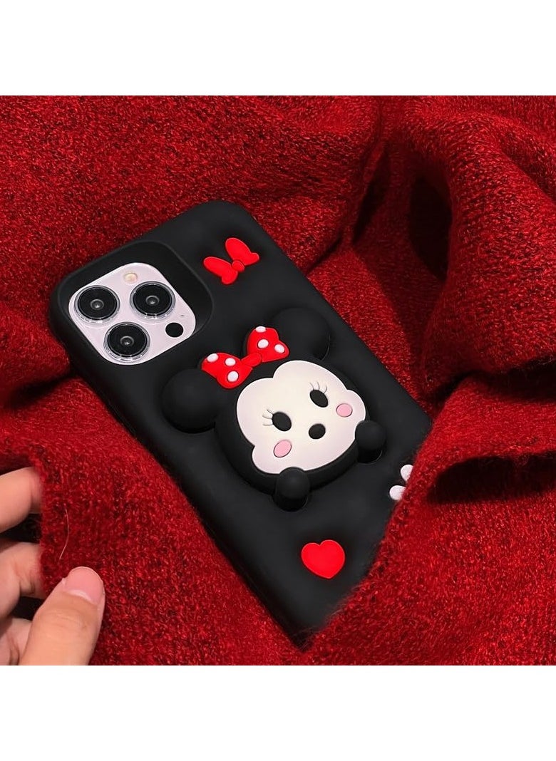 Cartoon Phone Case,Full Protective Telescopic Holder Minnie Mouse Back Case Beautiful Cute Soft Silicone Stylish Fashion Aesthetic Cover