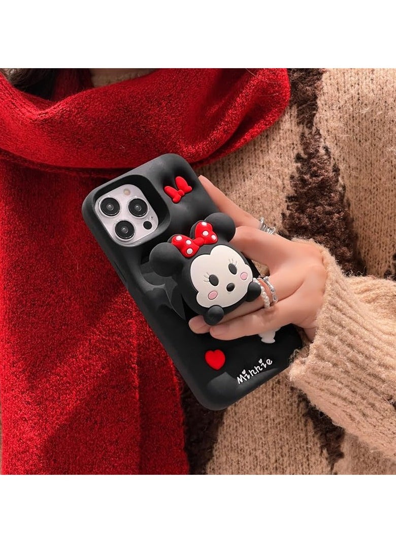 Cartoon Phone Case,Full Protective Telescopic Holder Minnie Mouse Back Case Beautiful Cute Soft Silicone Stylish Fashion Aesthetic Cover