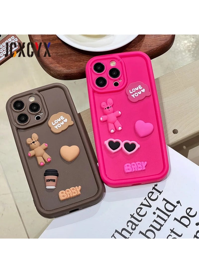 Cute Cartoon 3D Cartoon Animal Rabbit Matte Silicone Soft Case For iPhone