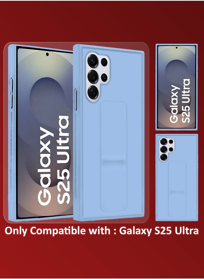 (for Samsung Galaxy S25 Ultra) 3Packs, Case Premium PU Leather with Stand Function, Shockproof and Anti Scratch Finger Grip Case Cover with 2 Shock Proof Screen Protectors / Light Blue
